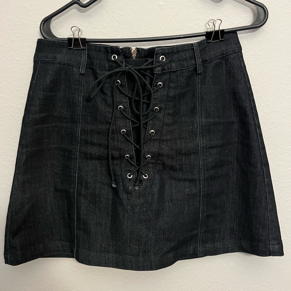 Umgee black denim skirt